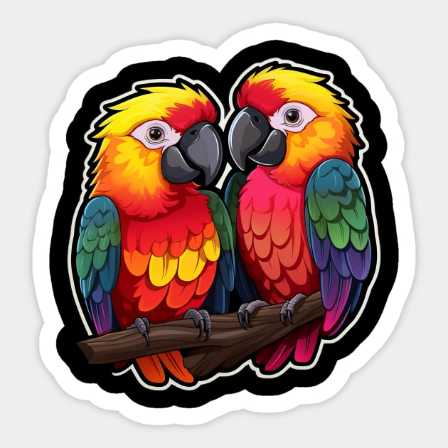 Colorful Parrot Cockatoo - Parakeet Macaws Parrot Sticker by fromherotozero